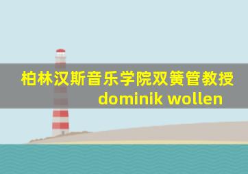 柏林汉斯音乐学院双簧管教授dominik wollen